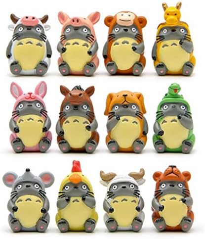 12pcs/lot DIY Zodiac Totoro Action Figure Toy Hayao Miyazaki Anime My Neighbor Totoro PVC Figures Model Toys Gifts for Kids