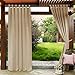 PONY DANCE Porch Curtains Outdoor - Sticky Tab Top Waterproof Draperies Curtains Light Block Privacy Protect for Patio, 52