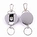 UNIQME Retractable Badge Reel Heavy Duty Key Reels Carabiner Key Ring Badge Holder Reel Clip for ID Card Key Keychain 2 Packs (Black and Sliver)