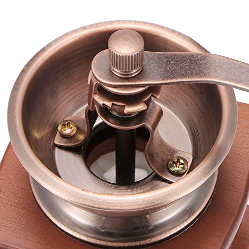 Vintage manuelle Kaffeemühle, SUNASQ manuelle Kaffeemühle Holz Vintage antike Handkurbel Kaffee Gewürz Mini Mühle mit… – Bild 6