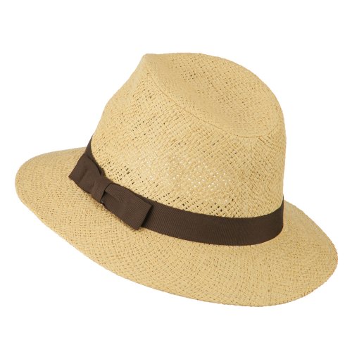 Panama Hat With Color Band - Brown OSFM