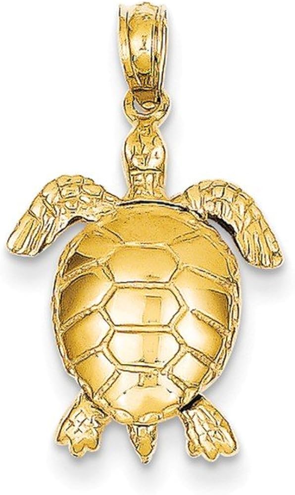 Amazon.com: 14k Yellow Gold Solid Polished 3-dimensional Moveable Turtle Pendant: Jewelry