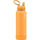 Takeya Actives 40 oz Water Bottle with Straw Lid - Double Wall Stainless Steel Insulation - Dishwasher Safe & BPA-Free - Removable Bumper - Honeycomb