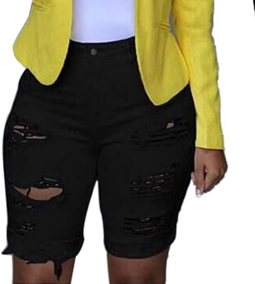 womens high waisted knee length shorts