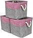 Sorbus Cube Storage Bins Basket Set [3-Pack] Large Square Cube Fabric Collapsible Organizer Bin with Cotton Rope Carry Handles for Linens, Toys, Clothes (Pink)