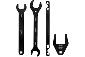 SMOTIVEPRO 4-Piece Fan Clutch Removal Tool Kit, 32mm 36mm 40mm 57mm Fan Clutch Wrench and 15" Water Pump Pulley Holder Removal Tool for BMW, Ford, GM, Dodge,Jeep