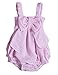 Charm Kingdom Baby Girls Striped Seersucker Bubble Straps Ruffle Layers Bowknot Romper, Pink, 12-18 Months