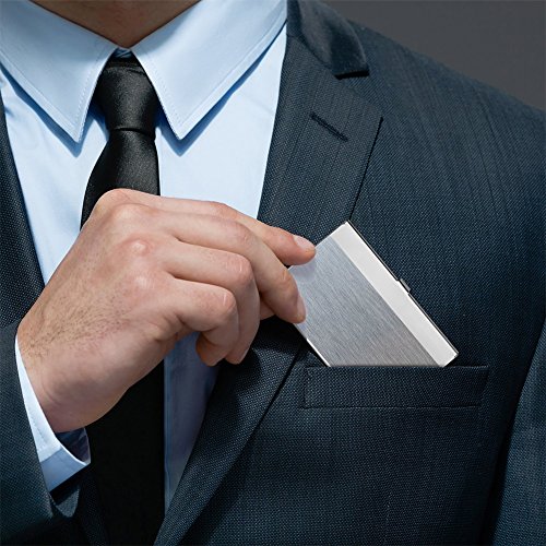 KISSWILL Business Card Holder 3 Pack, PU Leather Business Card Case with Magnetic Shut(Black) and Metal Card Case(Silver) for Men and Women.