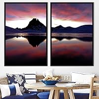 2 Piece Framed Canvas Wall Art Sunset Canvas Prints Home Artwork Decoration for Living Room,Bedroom - 16