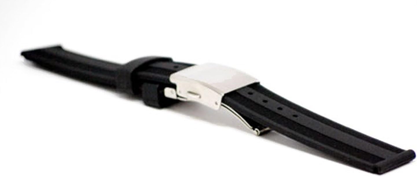 20mm Modena Italian Rubber Watch Band w/Easy to Size DEPLOYANT Buckle
