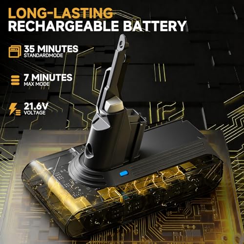 CELLPOW 8000mAh 21.6V Li-ion V7/SV11 Battery Replacement Compatible with Dyson V7 Absolute/Motorhead/Animal/Car+Boat/HEPA/Trigger Series Cordless Vacuum Cleaner with 5 Filters (4 Pre + 1 Post)
