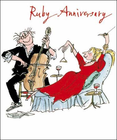 Woodmansterne Ruby (40th) Wedding Anniversary Card (QB7595) Quentin Blake