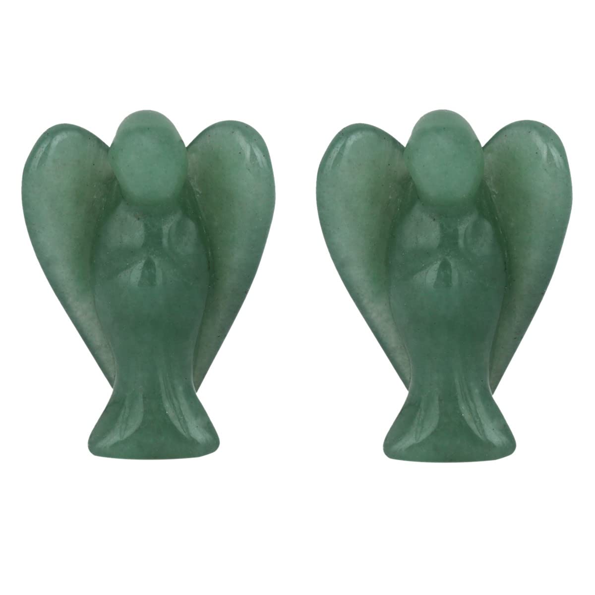 mookaitedecor 2pcs 1.5" Green Aventurine Crystal Pocket Guardian Angel Ornament Carved Figurine Statue, Love Peace Lucky Charm Quartz Crystal Mini Angel Gift for Women Friend Reiki Healing Crystal