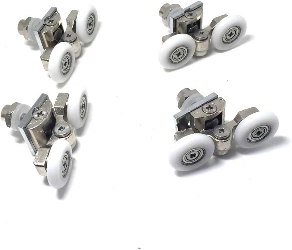 Shower Double Door Wheels 23mm Shower Door Rollers 4pcs, White 23mm -4pcs - Image 3