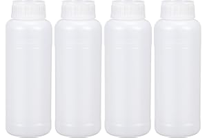 UMETASS 16oz/500ml Plastic Food Grade Storage Bottles, Wide Mouth HDPE Chemical Reagent Sample Bottle Liquid Containers with Sealed Caps (Translucent, 4 Pcs)