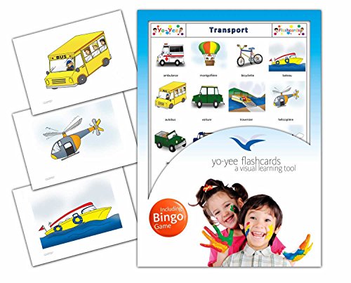 Transportation Flashcards in French Language - Flash Cards with Matching Bingo Game for Toddlers, Kids, Children and Adults - Size 4.13  5.83 in - DIN A6