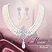 EleQueen Women's Silver-Tone Simulated Pearl Crystal Victorian Style Flower Bridal Necklace Earrings Bracelet Set Ivory Color