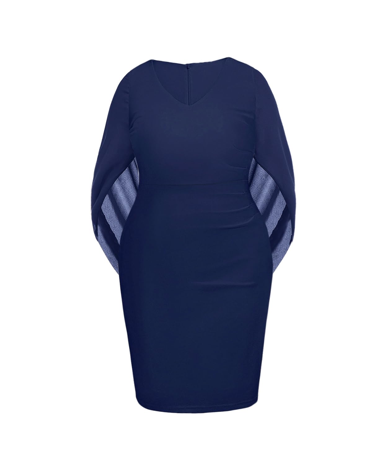 Photo 1 of Talisea Women's Plus Size Cape Dress Navy Blue Cocktail Wedding Guest Chiffon Sleeve Semi Formal Mother Bride Dresses 16W