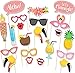 Trasfit 21Pcs Luau Photo Booth Props Kit for Hawaii Themed Summer Party Supplies, Tropical/Tiki/Summer Pool Party Decorations Supplies