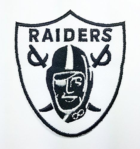 White Raiders Patch Embroidered Iron on Hat Jacket Hoodie Backpack Ideal for Gift/ 6.5cm(w) X 7.5cm(h)