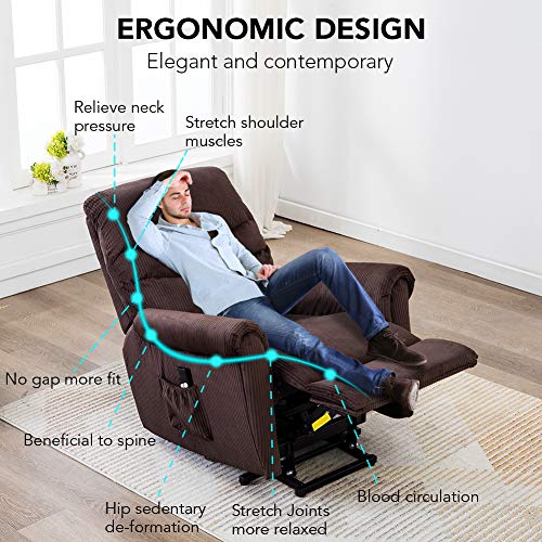 Lift Chair Recliner for Elderly Power Electric Seat with Remote Control Recliners - Chocolate