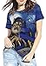 QZUnique Women's Summer Fashion Cat Digital Printed Round Collar T-shirt