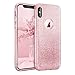 BASSTOP iPhone X Case, Luxury Bling Crystal Glitter Sparkle Phone Case Detachable 3 Layers Shockproof Hard PC Back Soft TPU Inner Shining Case for Apple iPhone X,iPhone 10 (Pink)