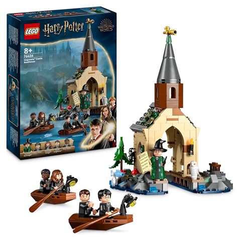 LEGO Harry Potter Bootshaus von Schloss Hogwarts Spielzeug-Modell für Kinder, beinhaltet 2 baubare Boote und 5 Mini-Figuren, Geschenk für Mädchen, Jun