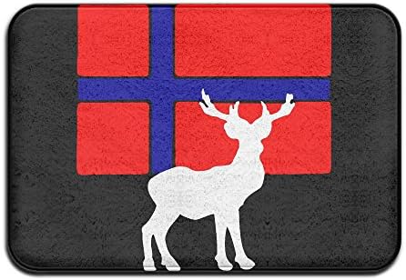 Norwegian Flag Deer Non-slip Outside/Inside Floor Mat For Health And Wellness Toilet Entrance Rug 23.6"x 15.7"