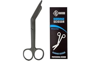 Bandage Scissors Stainless Steel First Aid Utility First Aid Lister Bandage Scissors Dressing Student Nurse (Black, 16.5 cm)