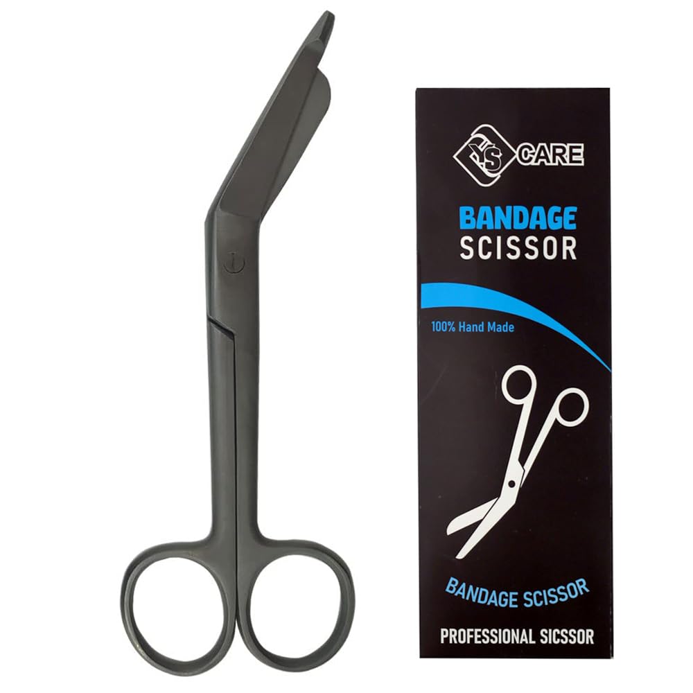 YSCARE Bandage Scissors Stainless Steel First Aid Utility First Aid Lister Bandage Scissors Dressing Student Nurse 6.5" (Black, 6,5")