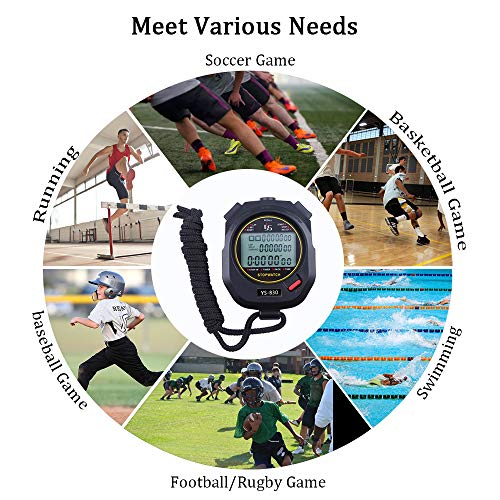 PULIVIA Stopwatch 30 Lap Split Memory Digital Sports Stopwatch Countdown Timer 12/24 Hour Clock Alarm Calendar with Pace Mode 3 Rows Display Large Screen Water Resistant Battery Included for Sports - Thumbnail 6