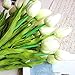 Tulip White 10 Pcs SOLEDI PU Real-touch Artificial Flowers for Bridal Bouquet Wedding Living Room Table Home Garden Decoration