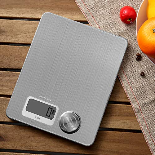 Food Weight Scale No Need Batteries Digital Kitchen Scale for Cooking Baking, Stainless Steel Scale with Tare Function Anti-Corrosion 11Lb （10g-5kg, Digital Food Scale Weight Grams and Ounces by CHAR - Thumbnail 5