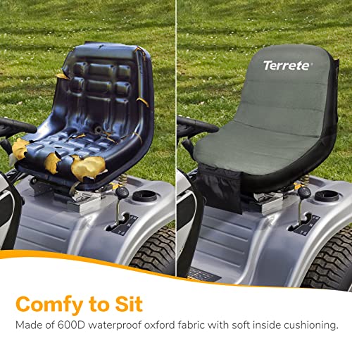 Terrete Tractor Seat Cover with Extra Waterproof Cover for 12.5”14”H Seats, Riding Lawn Mower