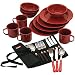 Coleman 24-Piece Enamel Dinnerware Set, Red primary