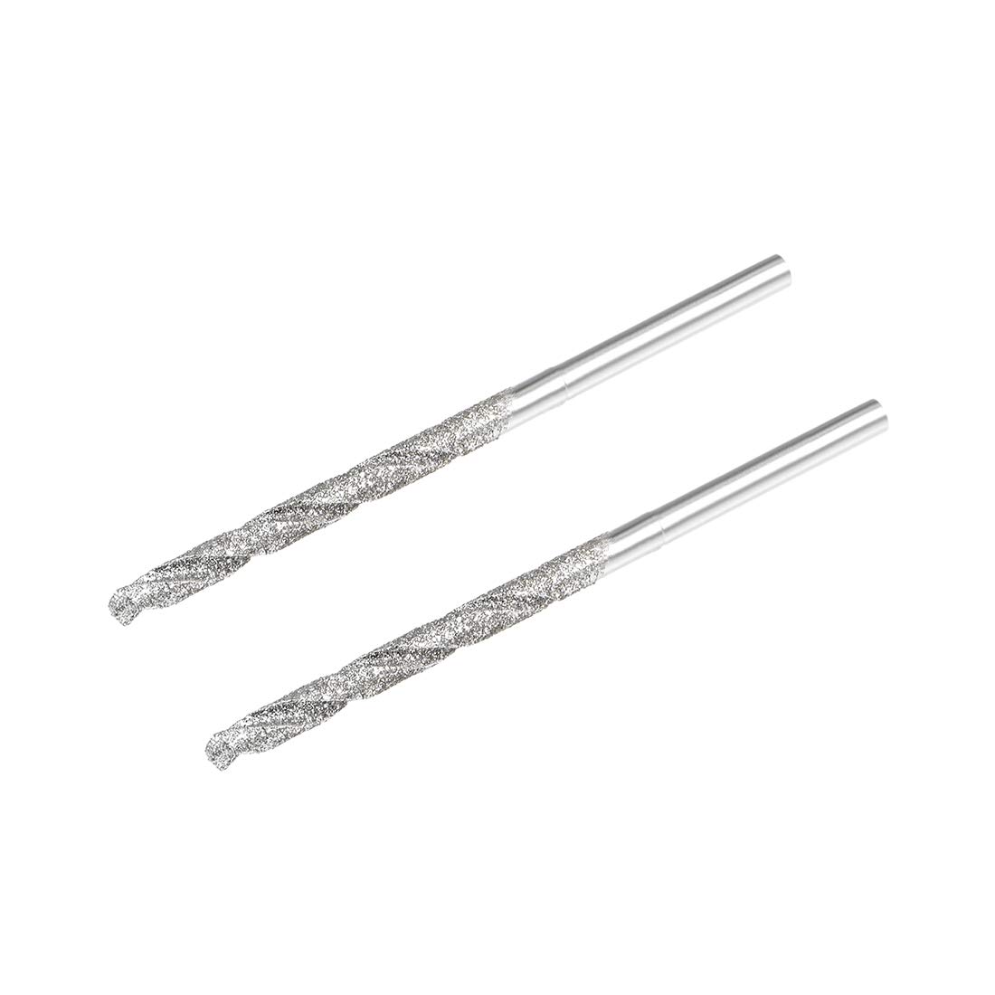 sourcing map 2.5mm Diamond Twist Drill Bits High Speed Steel for Glass Sea Shells Stone Tiles 2 Pcs
