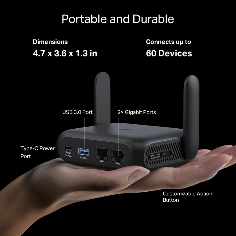 TP-Link TL-WR1512X Wi-Fi 6 Reise WLAN Router AX1500, Dual-Band Access Point mit Powerbank-Betrieb, 2×Gigabit-Port, OpenVPN & WireGuard, USB 3.0, WPA3, 7 Betriebsmodi 8