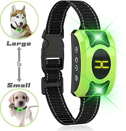 PetPet Dog Bark Collar Adjustable Sensitivity and Intensity Levels-Dual Anti-Barking Modes-Rechargeable/Rainproof -No Barking Control Dog Shock Collar for Small Medium Large Dog (Green)