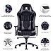 VON RACER Big and Tall 400lb Memory Foam Gaming Chair-Adjustable Tilt, Angle and 3D Arms Ergonomic High-Back Leather Racing Executive Computer Desk Office Metal Base (Gray)