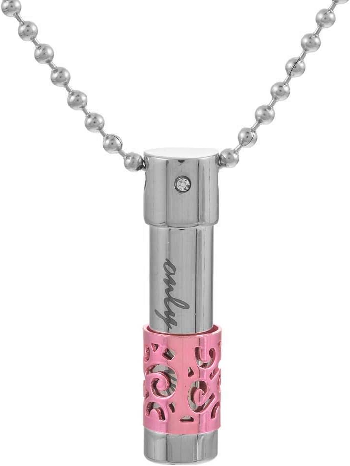 Msliy Hollow Out Cremation Urn Necklace Pendant 316L Stainless Steel 'only Love' Necklace Perfume Bottle Ash Keepsake Memorial Jewelry