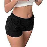 ONLYSTORY Womens Cargo Shorts Elastic Shorts Y2k E-Girl Slim Fit Cargo Shorts for Harajuku Streetwear