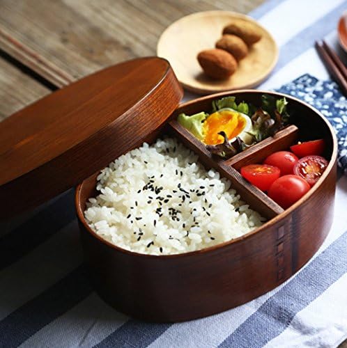 Diotem Wooden Bento Boxes,Japanese traditional-handicraft style wooden Lunch Boxes for Kids and Adults (Brown)
