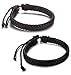 FIBO STEEL Braided Leather Bracelet for Men Women Cuff Bracelet Adjustable 7.0-9.1 inches Brown Black
