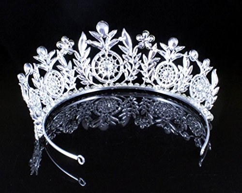Janefashions FLORAL CLEAR AUSTRIAN CRYSTAL RHINESTONE HAIR TIARA CROWN WEDDING T12155 SILVER OR GOLD (SILVER)