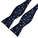 PenSee Mens Self Bow Tie Navy and White Polka Dot Floral Jacquard Woven Silk Bow Ties