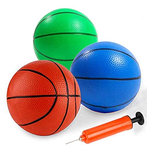 6 Inch /18 CM Mini Basketballs for Toddlers Kids Teenagers, 3 Pack 6" Basketball with Pump Durable PVC Basketballs for Mini Over Door Hoop, Pool Beach Balls for Swimming Pool, Indoors, Outdoors, Yard