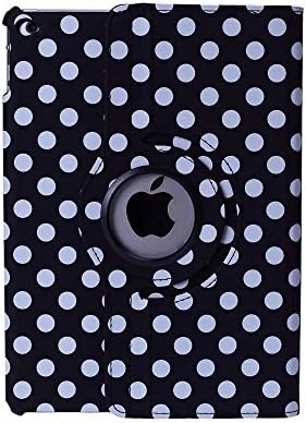 Apple iPad AIR / AIR- 2 (6) - Multi Axis/Swivel Stand High Quality Synthetic Leather Pro 360 Degree Rotating most popular Case Cover with Auto Sleep/Wake Function Case perfection / suitable only for Apple iPad Air / iPad Air 2 (6) Model year 2014:- (A1566 / A1567) including Screen Protector + Stylus Pen - @ SK MICRO® - SUPER FAST SHIPPING FROM UK - Select Color- BLACK POLKA DOT