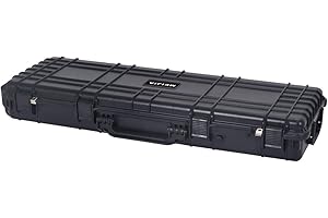 MEIJIA Portable Rolling Waterproof All Weather Hard Rifle Case,Gun case with Wheels,Customizable Fit Foam Included,Fit for Ri