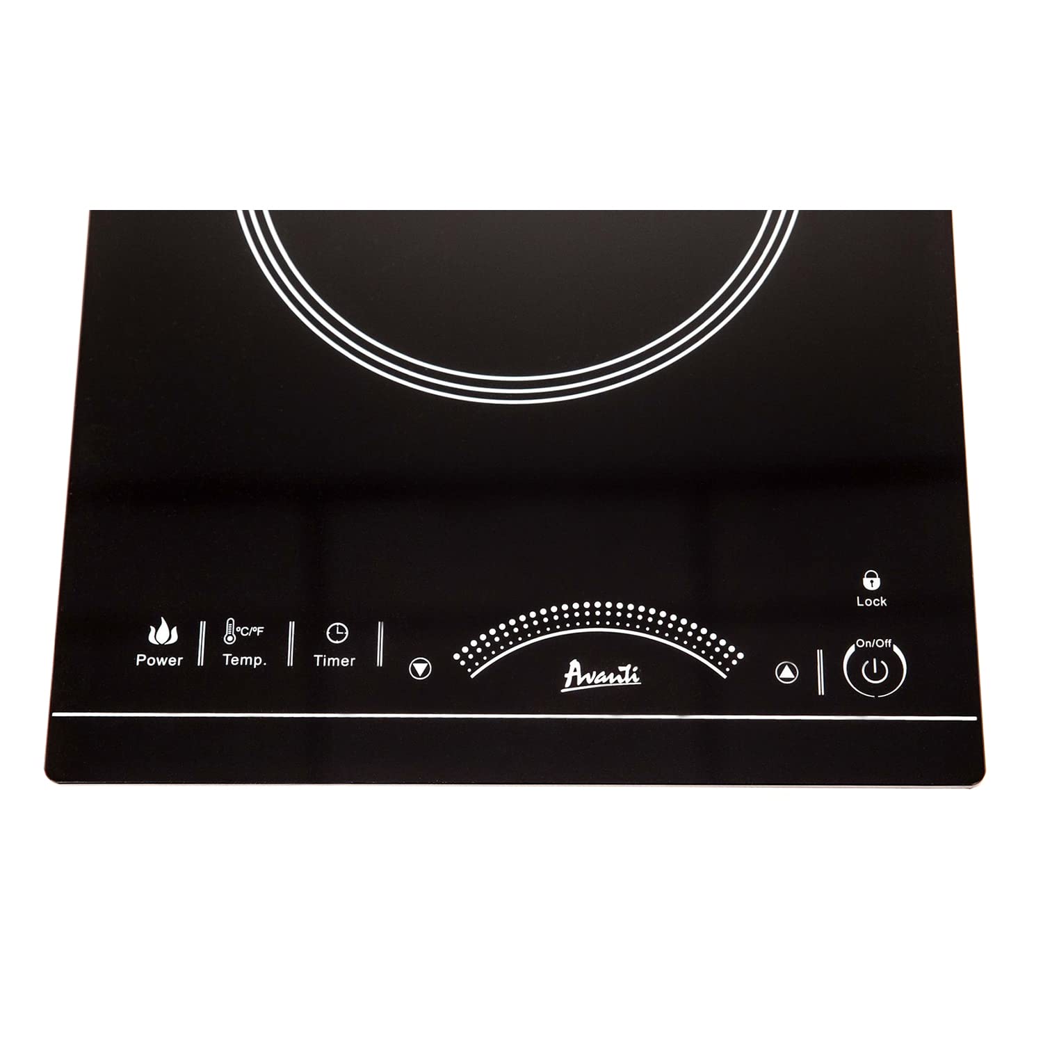 Avanti Portable Cooktop Electric Hot Plate Stove Top with Single Induction Burner, 6 Power Settings, Temperature Touch Control 140-460F Perfect for Campers & Tiny Homes, 1800-Watts, Black